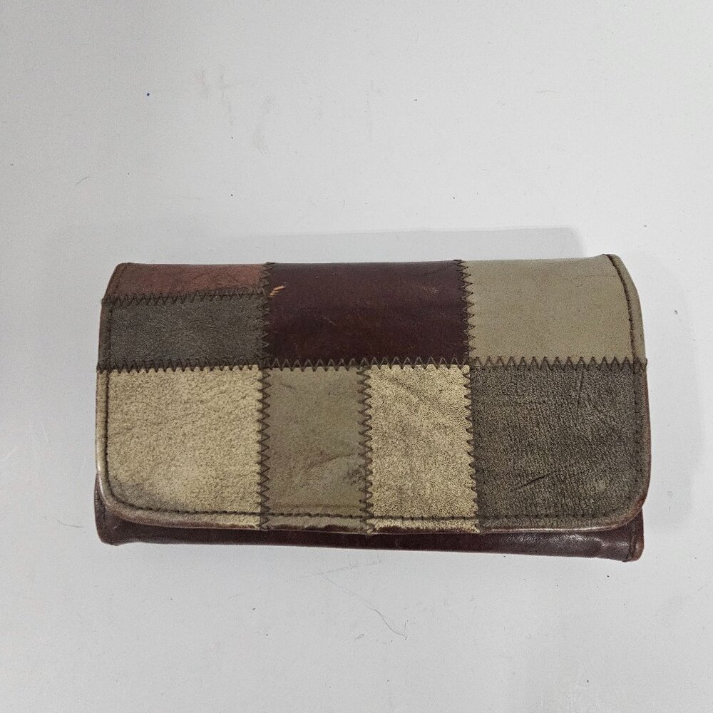 American West Wallet Patchwork Boho Tri-Fold Grunge Leather